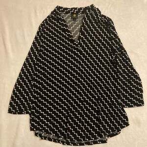 Jm Collection Plus Size V-neck 3/4-sleeve Top, Deep Black Women Sz 2XL